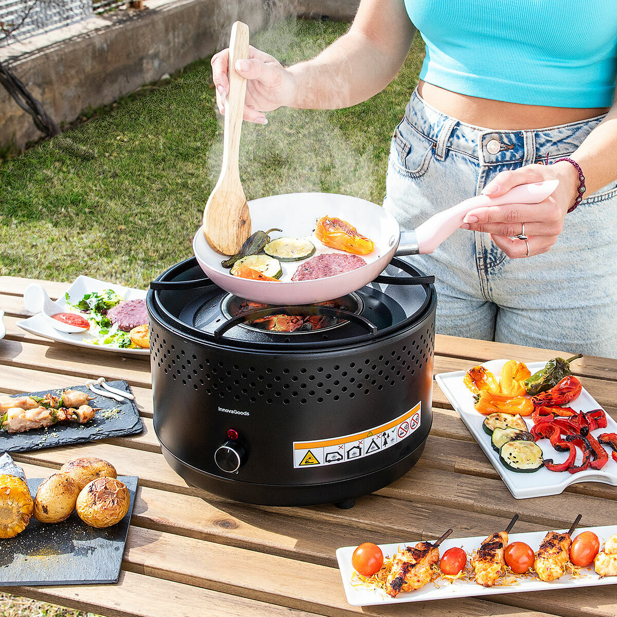 Tragbarer rauchfreier Holzkohlegrill CleanQ InnovaGoods - AWK Flagship