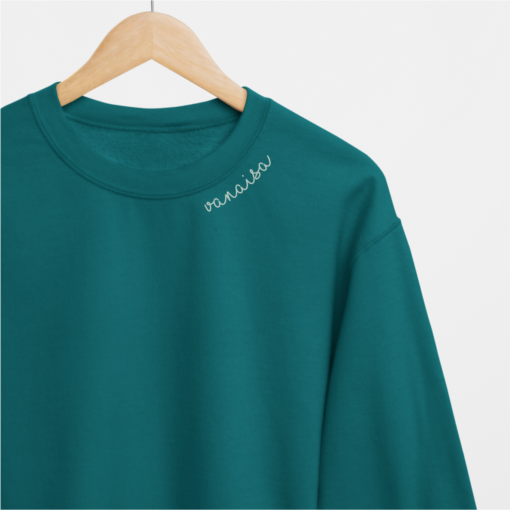 Bio-Baumwoll-Sweatshirt mit besticktem Kragen "Vanaisa" (EE) – Detailansicht 1