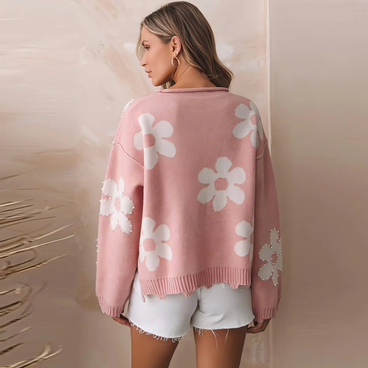 A.1 Damen Langarm-Pullover mit überschnittener Schulter