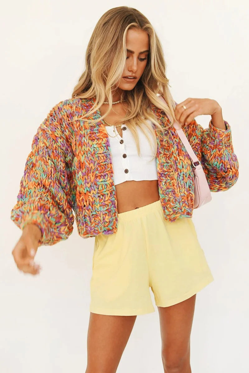 A.1 Damen Regenbogen-Strickpullover, handgewebt – Detailansicht 4