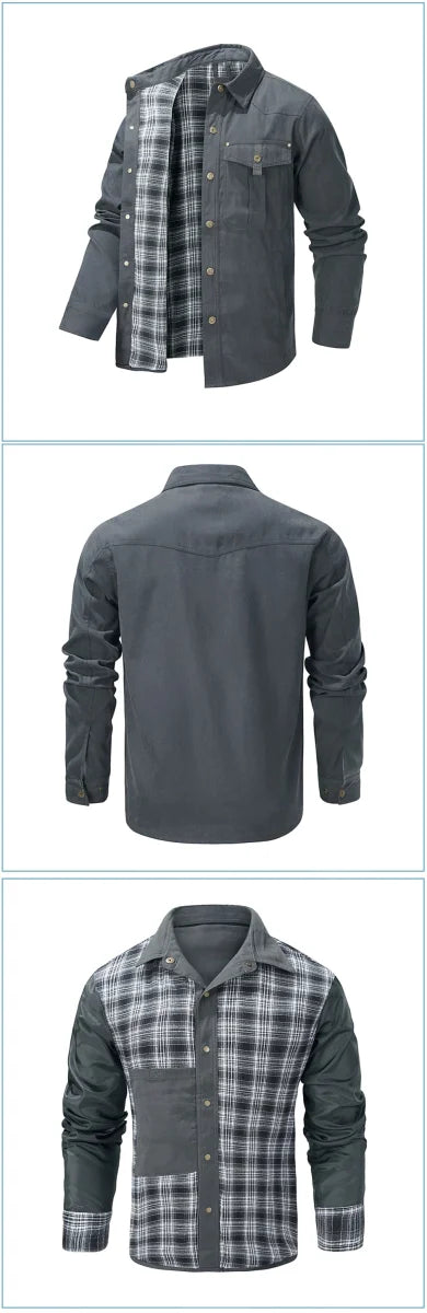 A.1 Herren Karierte Flanelljacke im Westernstil
