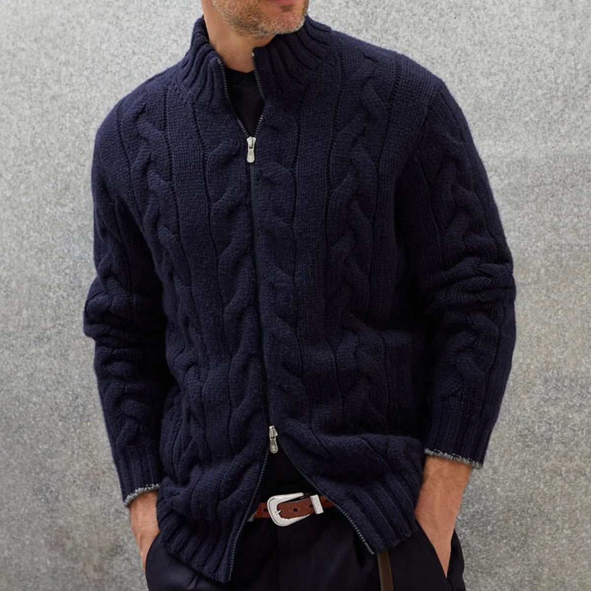 A.1 Herren Strickjacke mit Reißverschluss