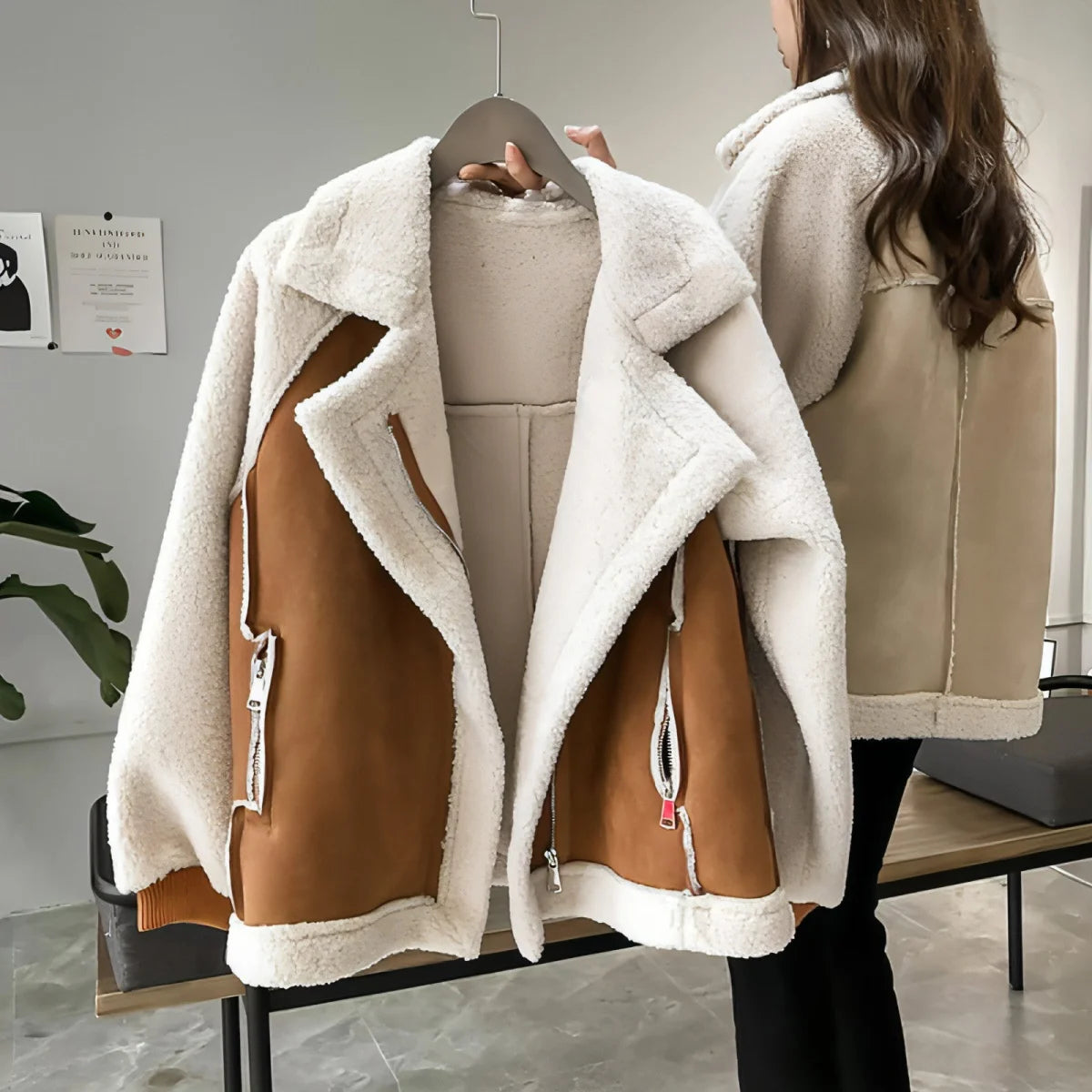 A.1 Damen Kurzjacke in Wildlederoptik – Produktansicht 3