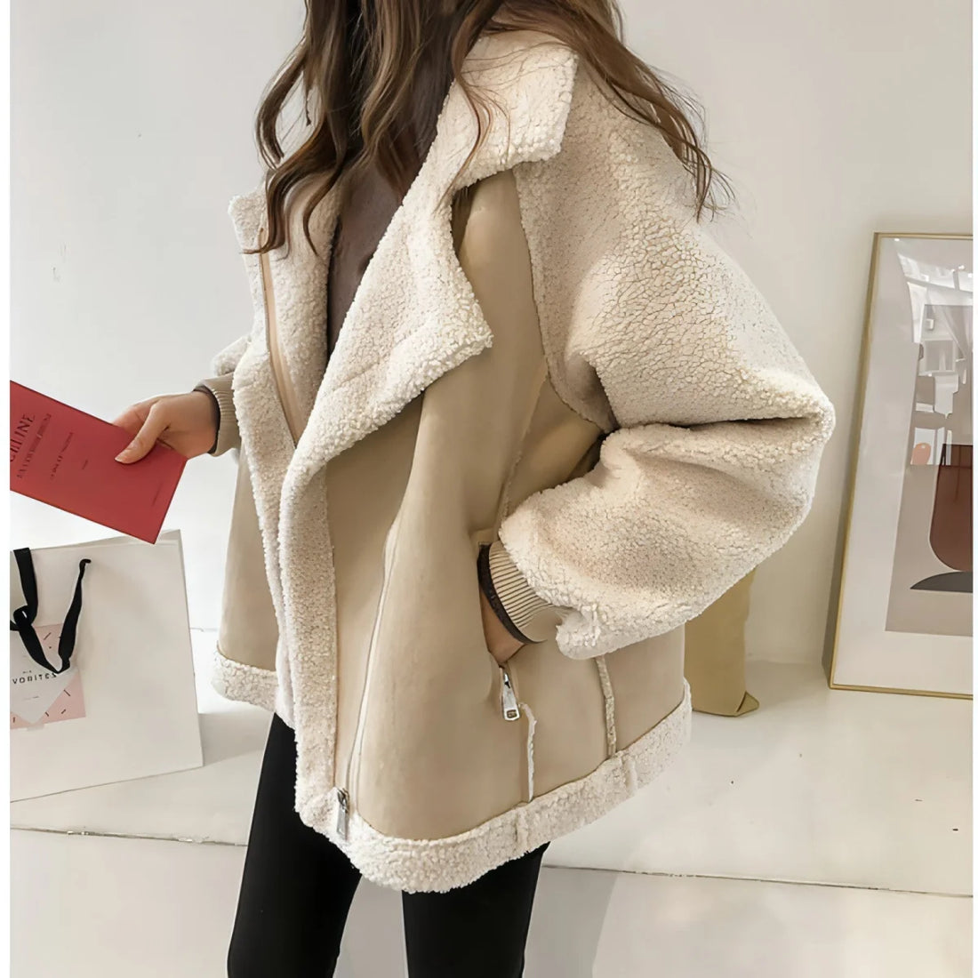 A.1 Damen Kurzjacke in Wildlederoptik – Detailansicht 3