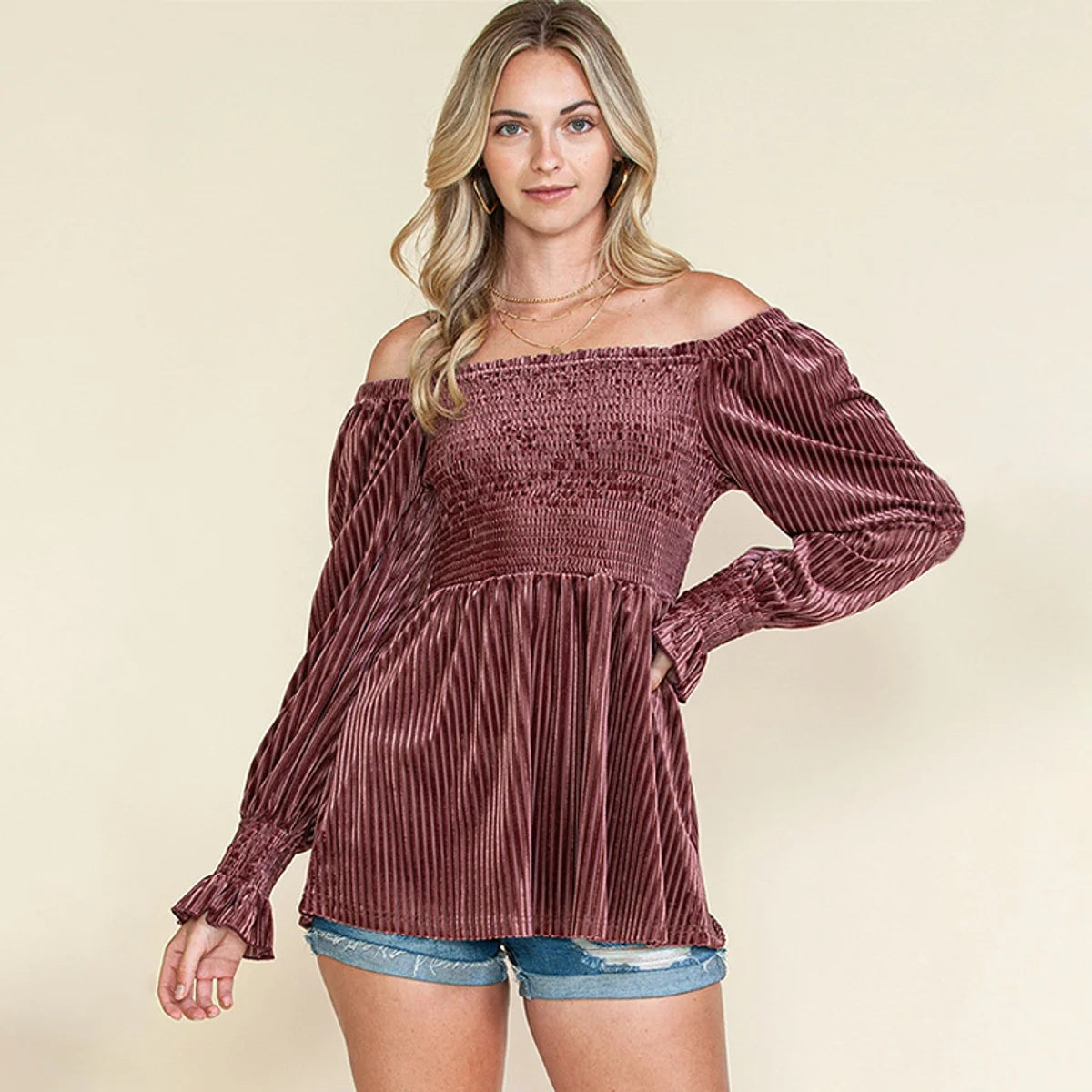 A1 Damen Off-Shoulder Langarmshirt – Produktansicht 5