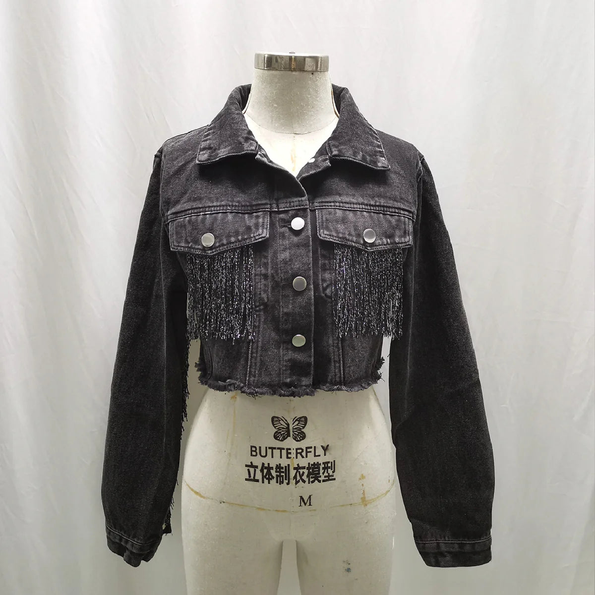 A1 Damen Jeansjacke mit Fransen – Produktansicht 3