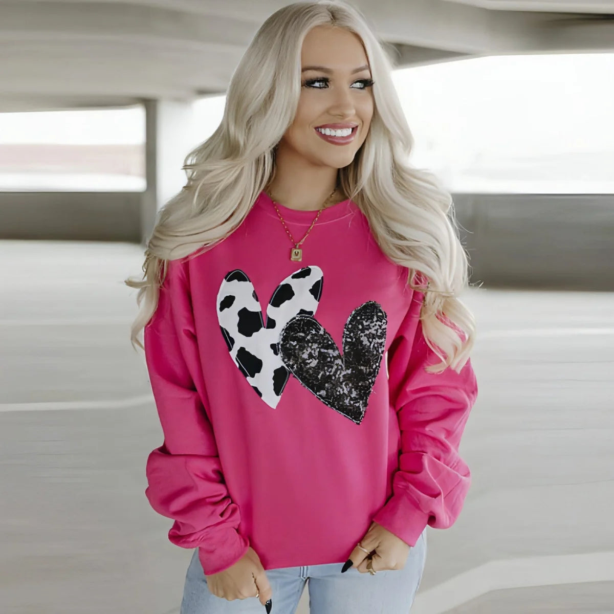 A1 Damen Print-Pullover, locker geschnitten
