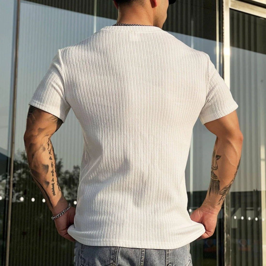 A1 Herren Fitness-T-Shirt Slim Fit – Detailansicht 5