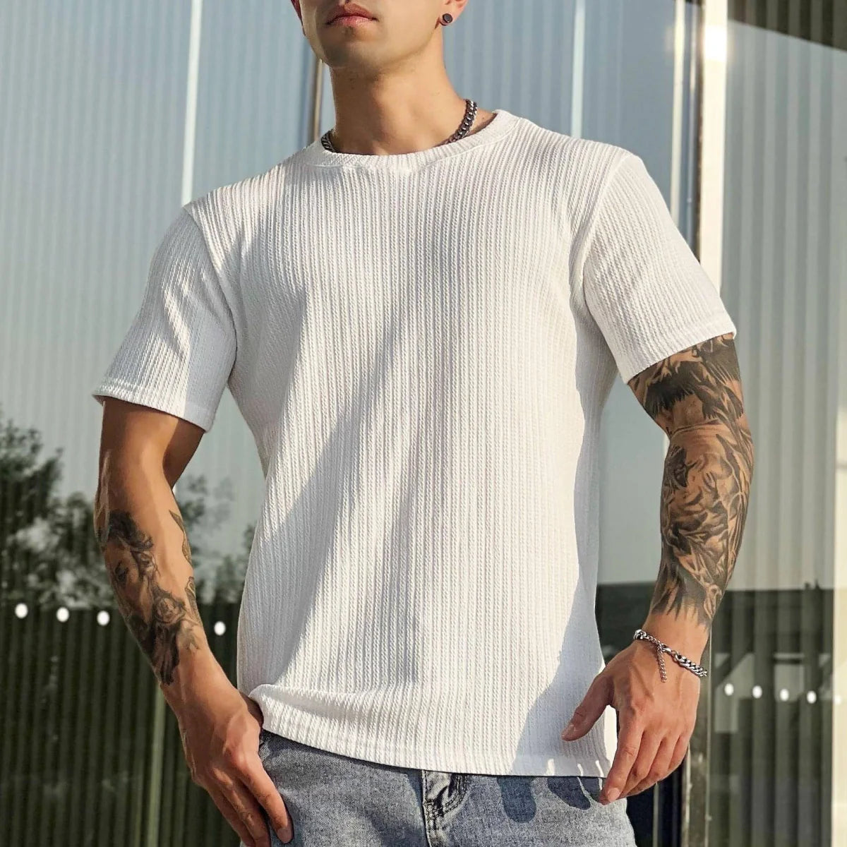A1 Herren Fitness-T-Shirt Slim Fit
