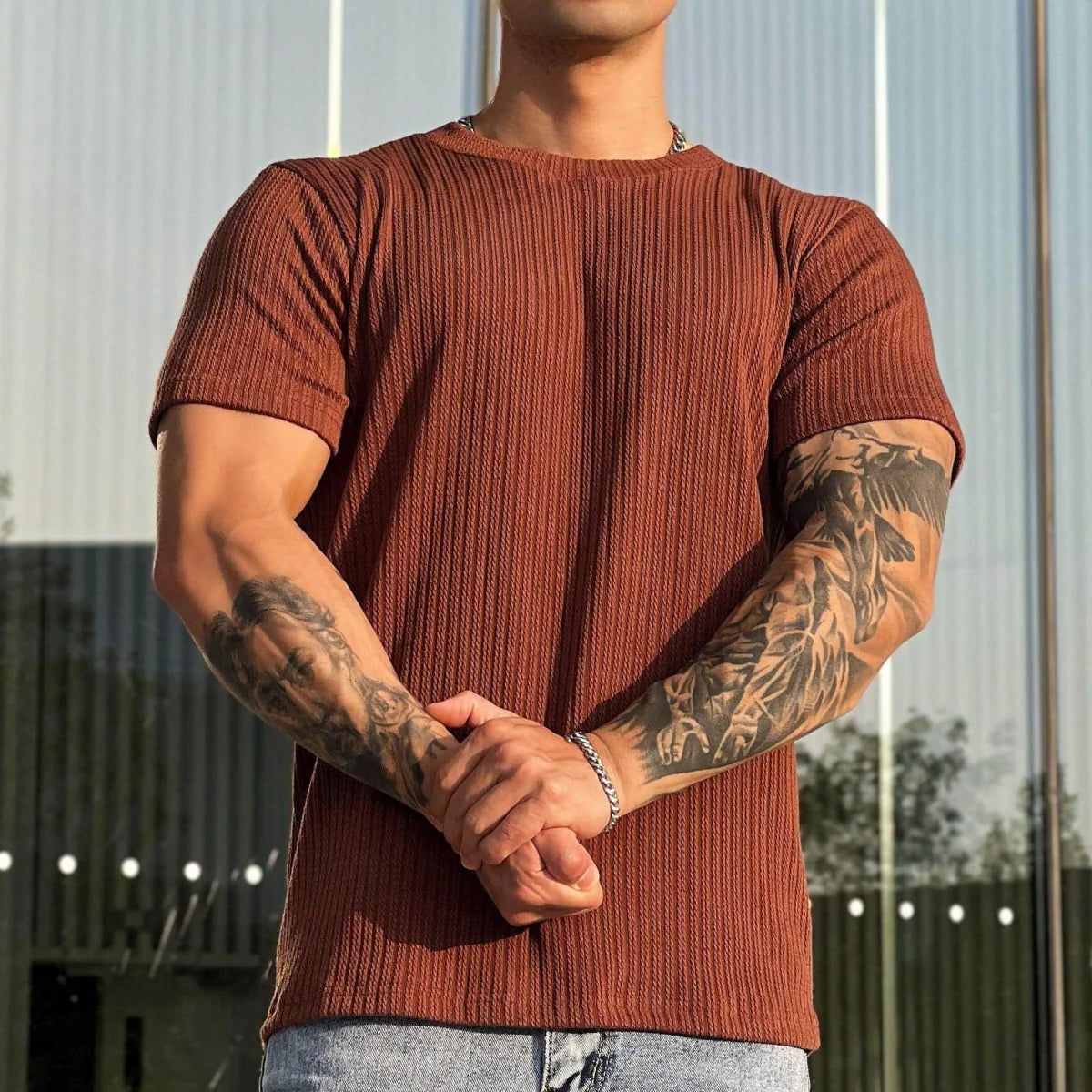 A1 Herren Fitness-T-Shirt Slim Fit