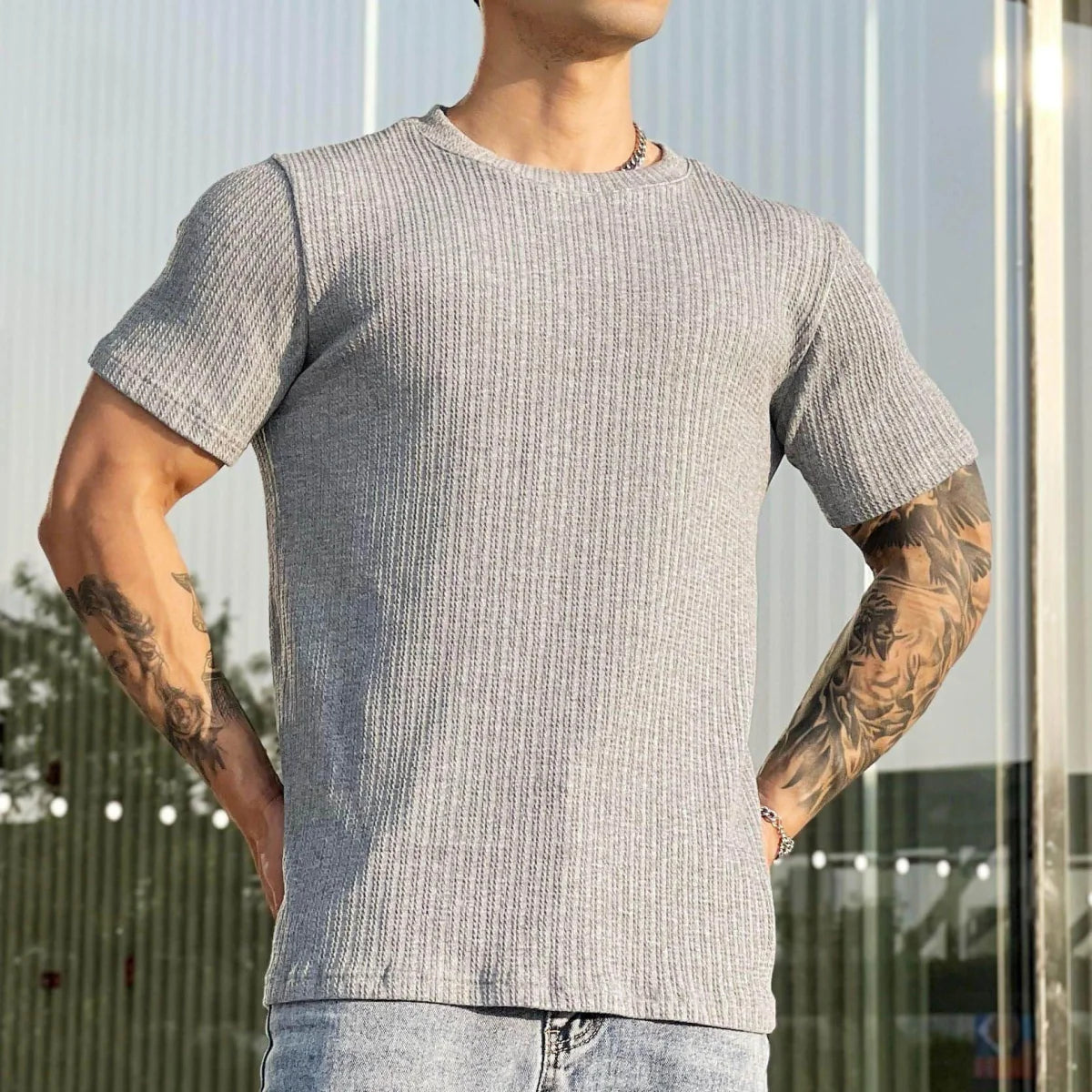 A1 Herren Fitness-T-Shirt Slim Fit