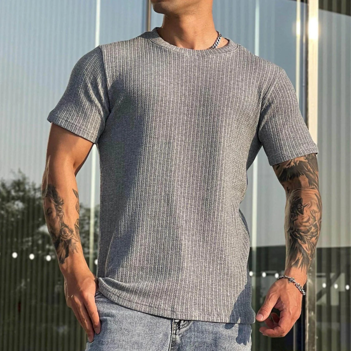 A1 Herren Fitness-T-Shirt Slim Fit