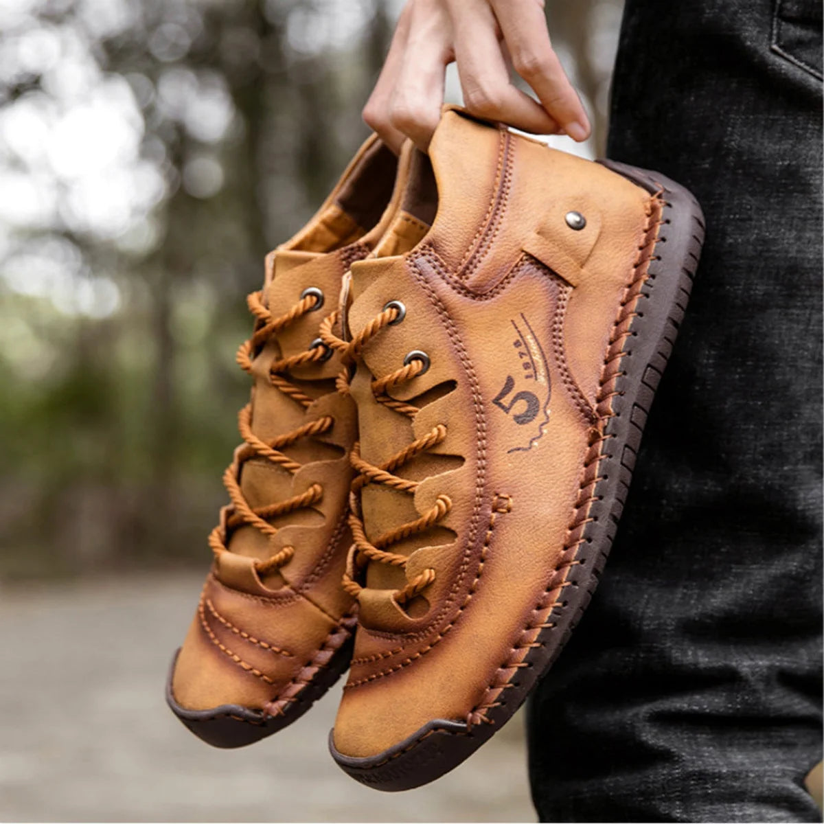 A1 Herren Outdoor-Lederstiefel, handgenäht