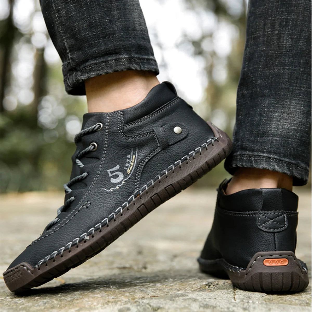 A1 Herren Outdoor-Lederstiefel, handgenäht