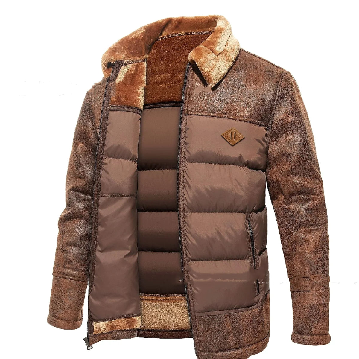 AeroFur Herren Pilotenjacke mit Kunstfell – Produktansicht 3