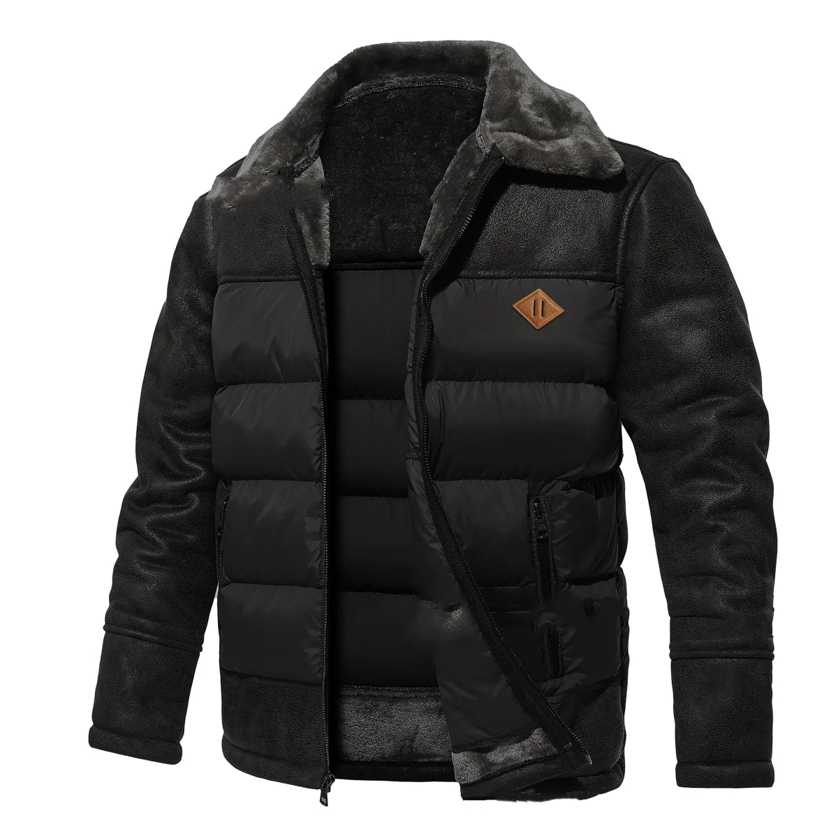 AeroFur Herren Pilotenjacke mit Kunstfell – ausgewählte Produktansicht