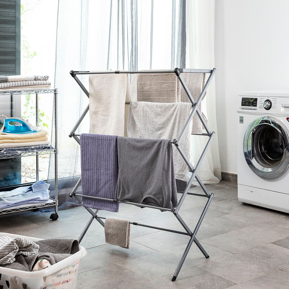 Ausziehbarer Metall Wäscheständer Cloxy 3 Höhenstufen