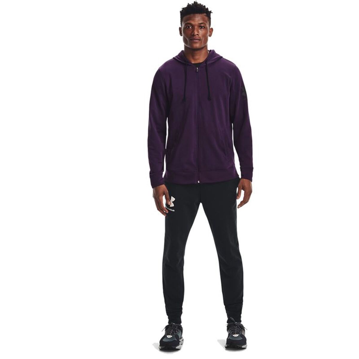 Herren Under Armour Rival Terry Magenta Jacke - Sport & Freizeit