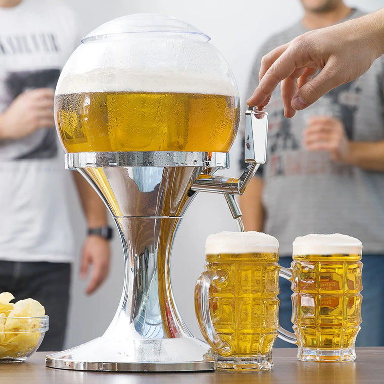 Transparenter Ball Getränkespender mit Bier und Zapfhahn