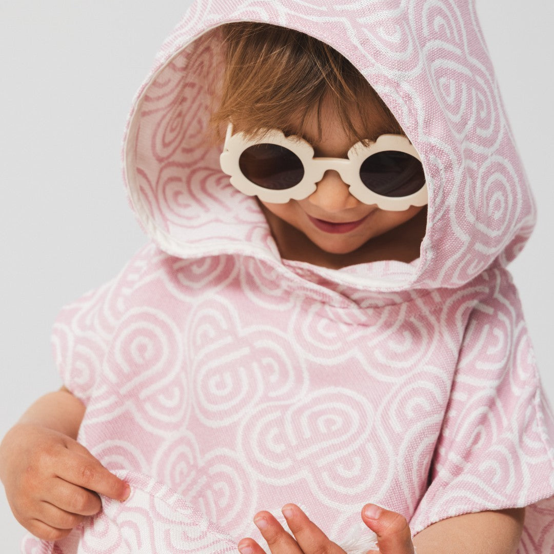 Bambus Kinder-Badeponcho – Rosa – Detailansicht 4