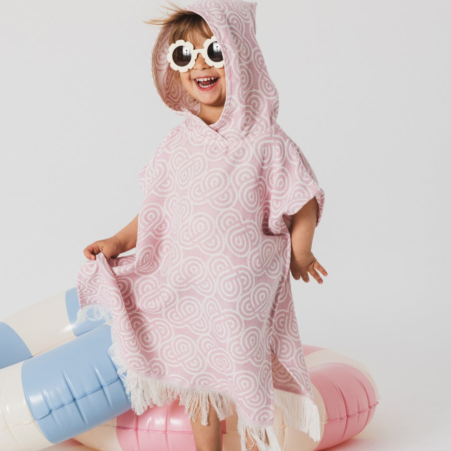 Bambus Kinder-Badeponcho – Rosa