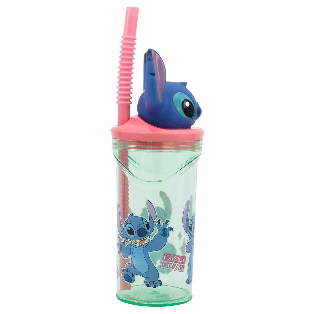 Becher mit Strohhalm Stitch Flowers 3D 360 ml - Neuheiten