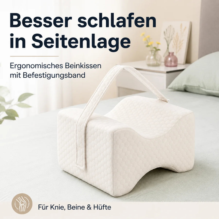 - Ergonomische Form
- Integriertes Befestigungsband
- Helle, strukturierte Oberfläche
- Ideal für Seitenschläfer
- Unterstützt Knie, Hüfte und Beine