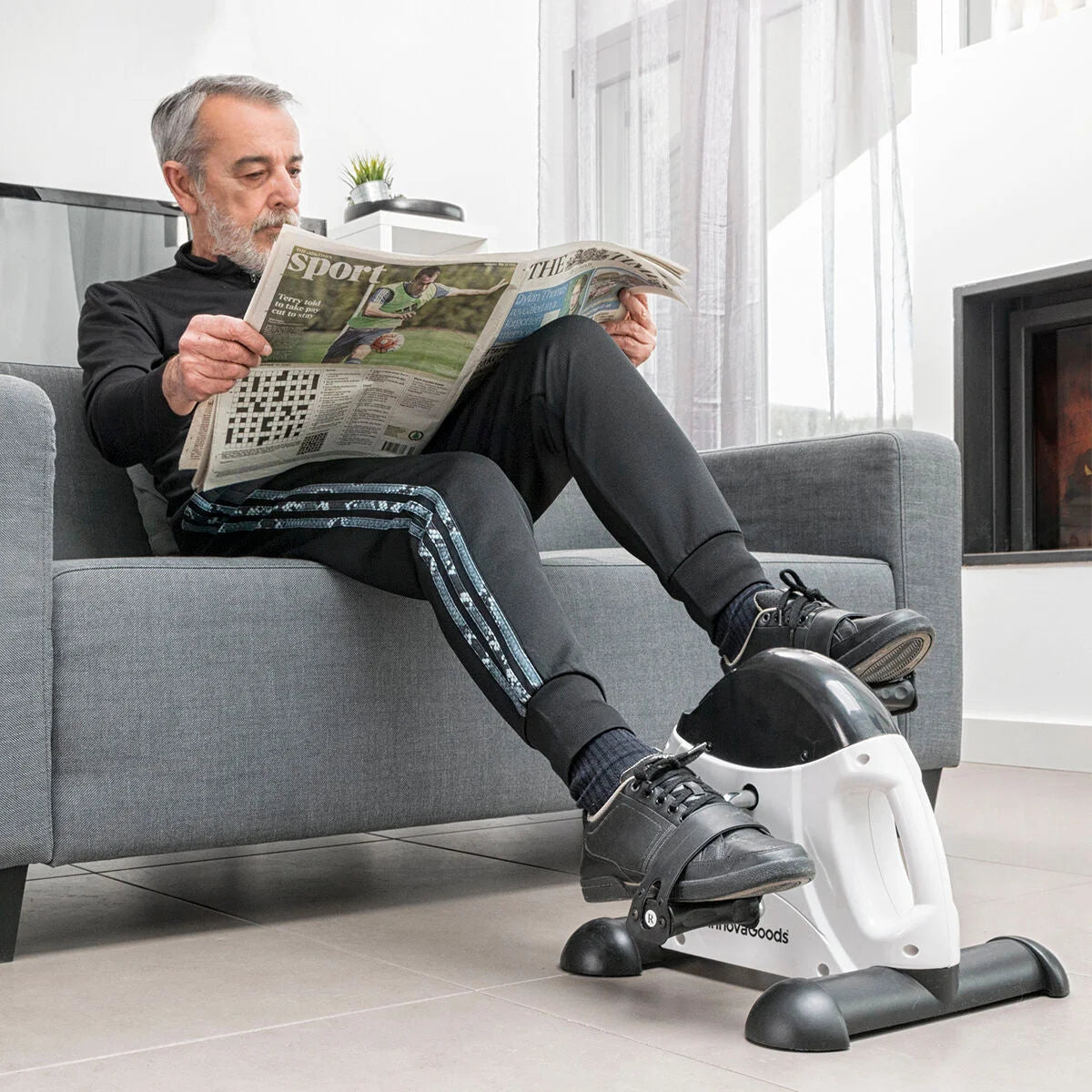 Fipex Pedaltrainer beim Beintraining im Sitzen