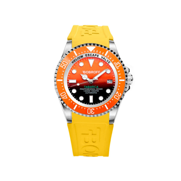 Orange und gelbe Herrenuhr Bobroff BF0004BN-BFSTA mit 44 mm Durchmesser