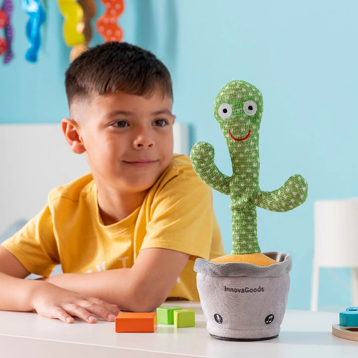 Tanzender und sprechender Kaktus mit Musik und bunten LEDs, wiederaufladbar Cacxi – Produktansicht 4