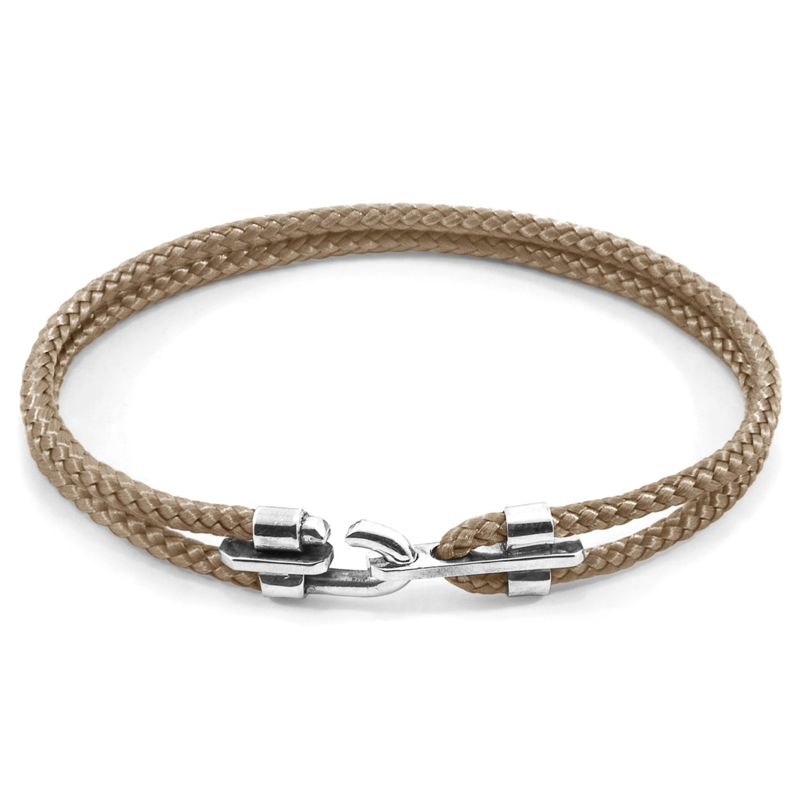 Canterbury Silberarmband aus Seil – Sandbraun