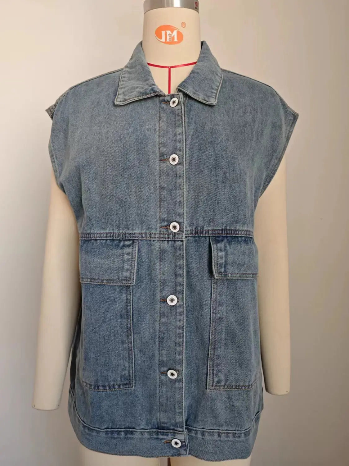 A.1 Damen Jeansweste mit großen Taschen