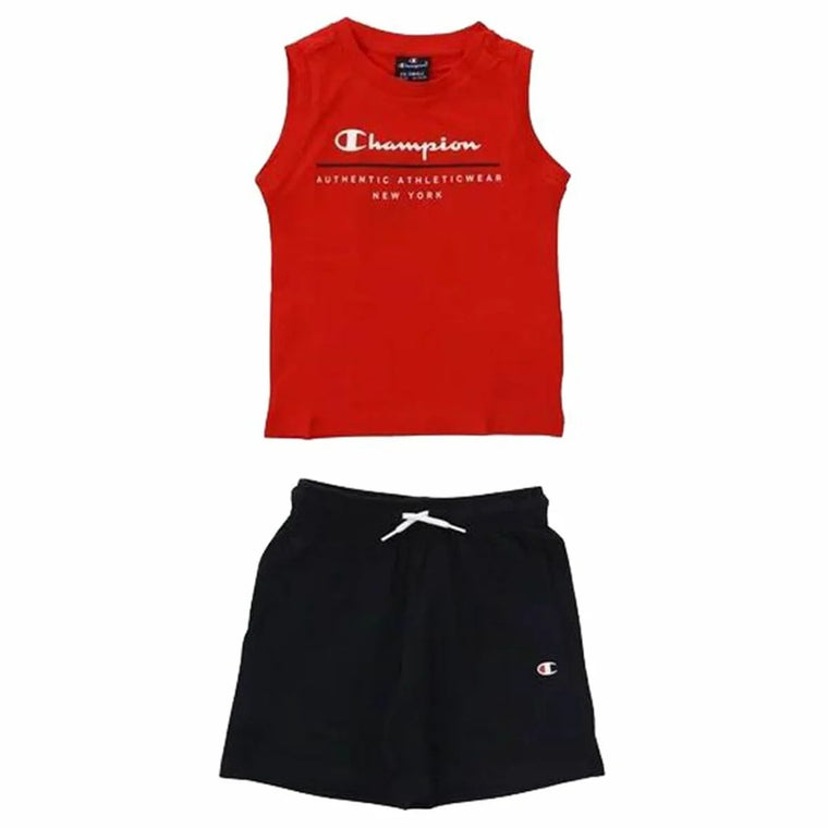 Champion Essentials Kinder-Sportset mit rotem Shirt und schwarzer Shorts