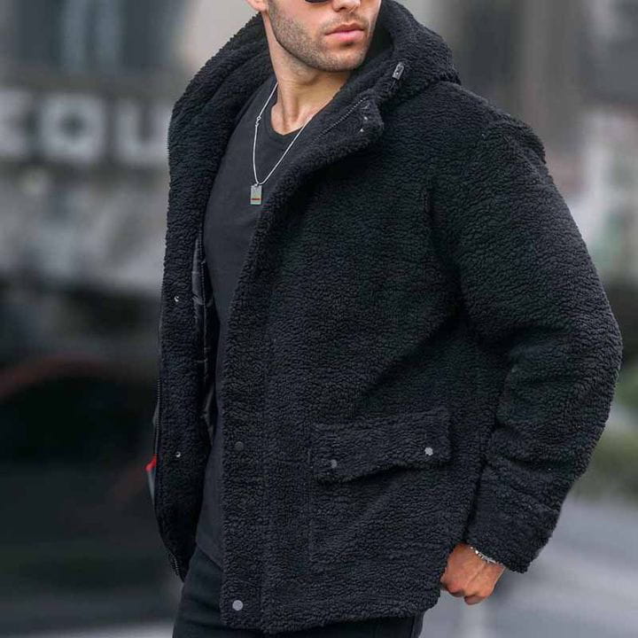 Herren Polar-Fleecejacke mit Kapuze