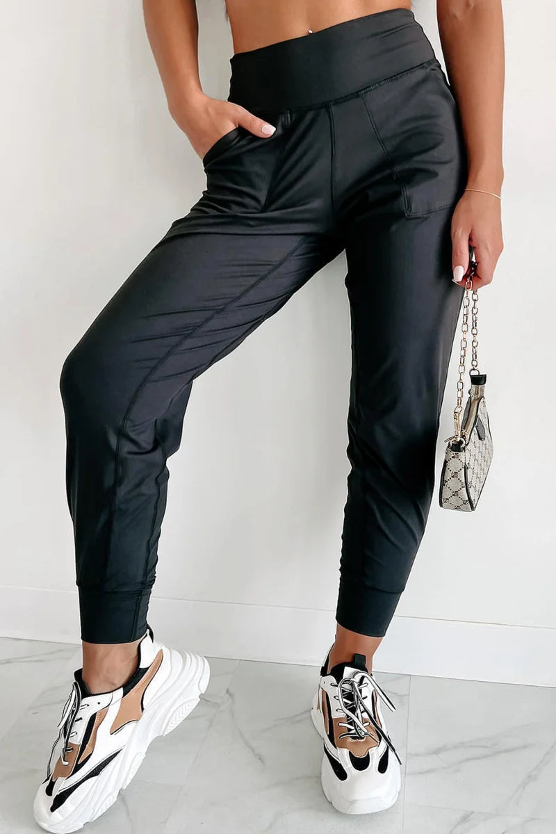 Damen High-Waist Jogginghose mit Taschen