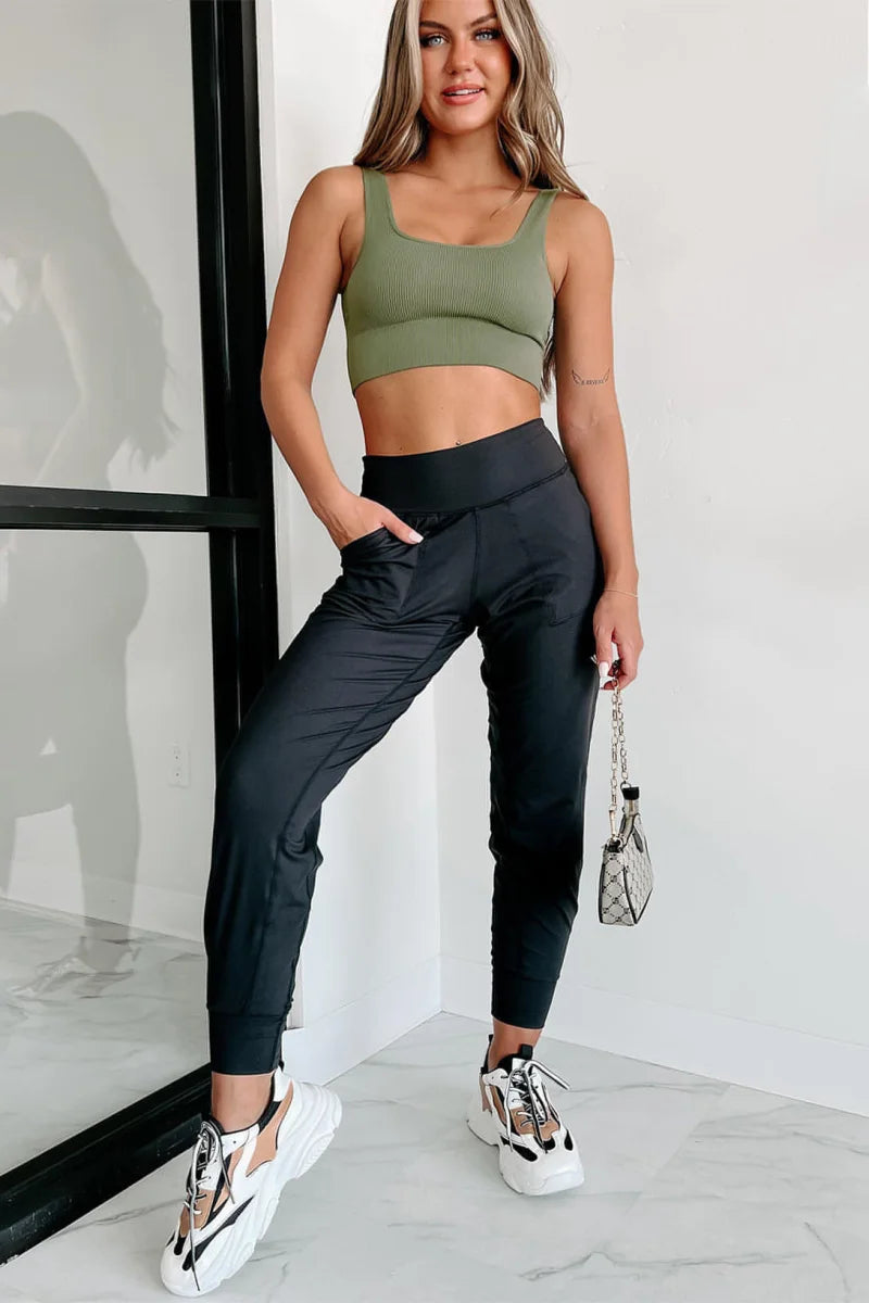 Damen High-Waist Jogginghose mit Taschen – Detailansicht 5