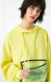 Damen Hoodie mit Mesh-Detail & Schriftzug