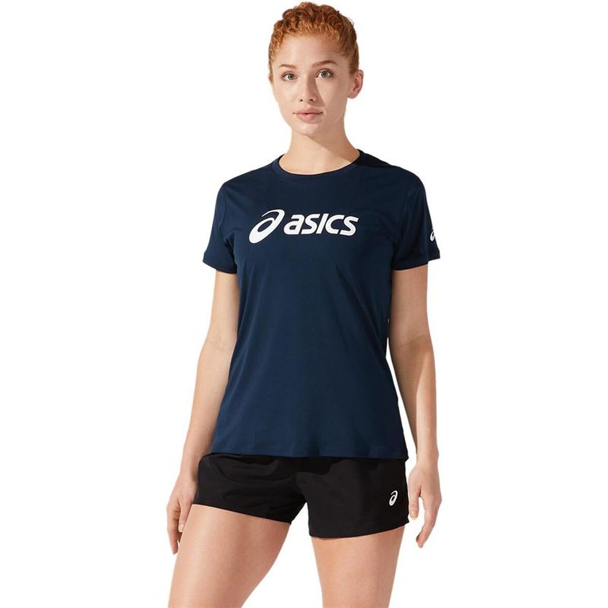 Damen Kurzarm T Shirt Asics 2012C330 400 Marineblau - Sport & Freizeit