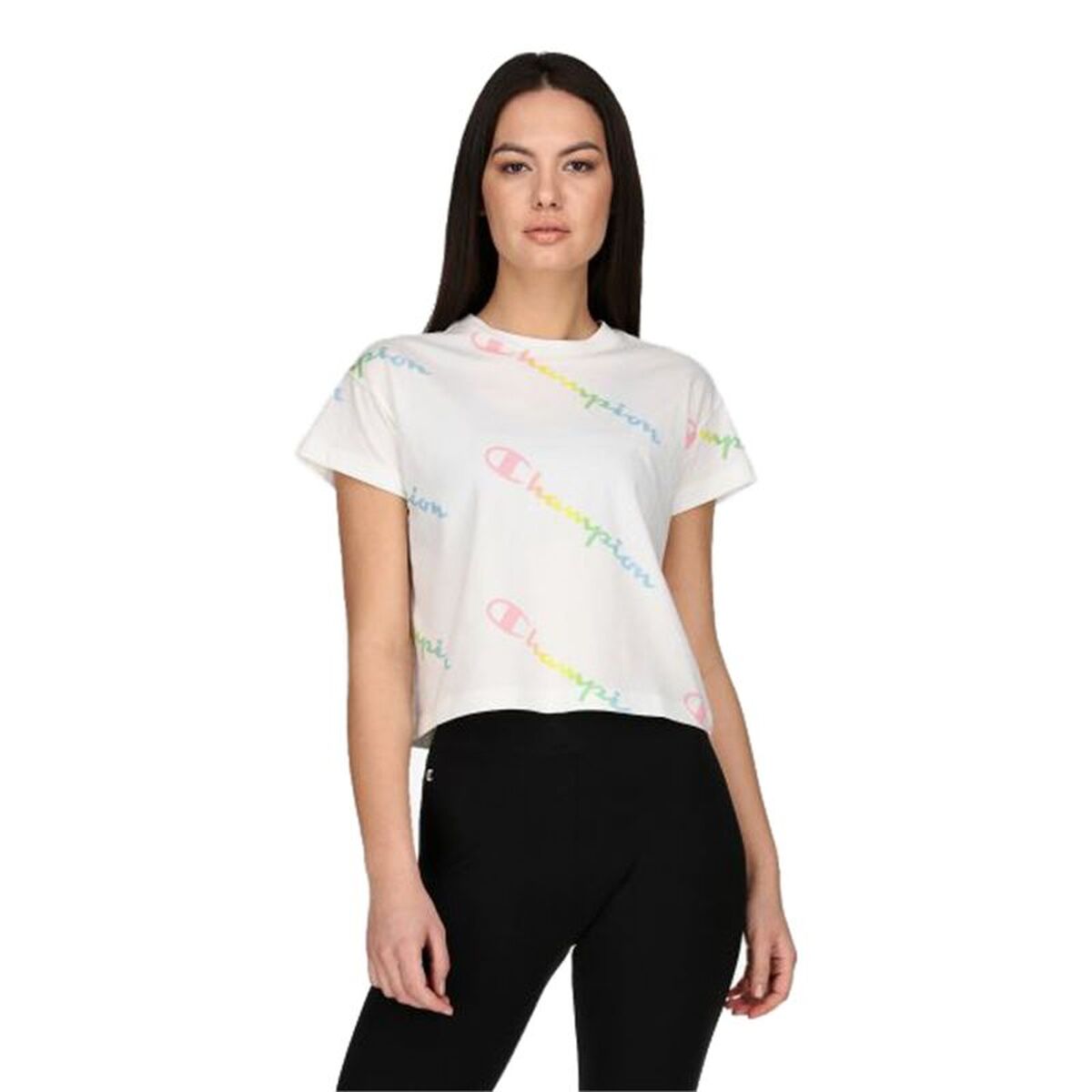 Damen Kurzarm T Shirt Champion 114092 WL001 Weiß L - Sport & Freizeit