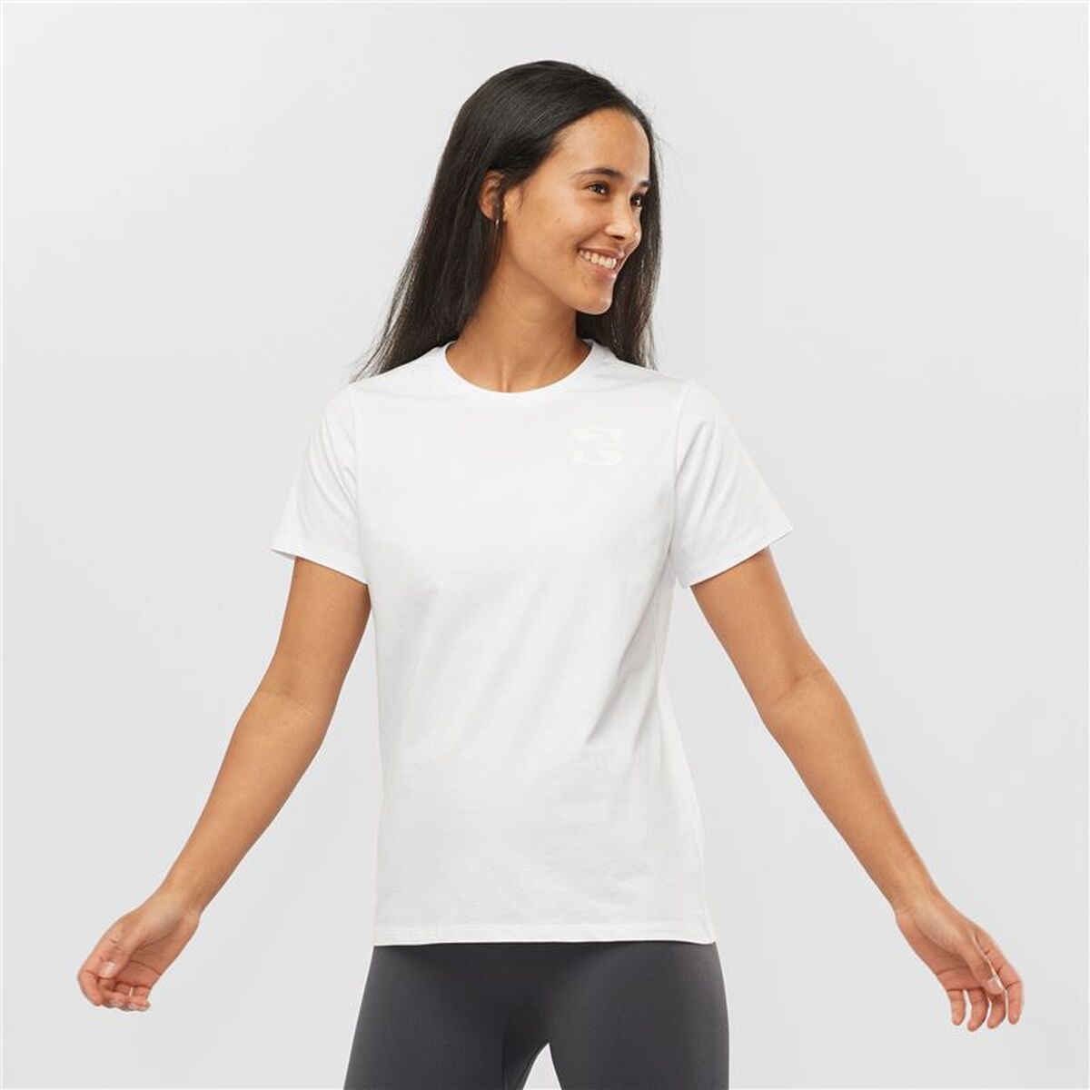 Damen Kurzarm T Shirt Salomon LC1644800 Weiß S - Sport & Freizeit