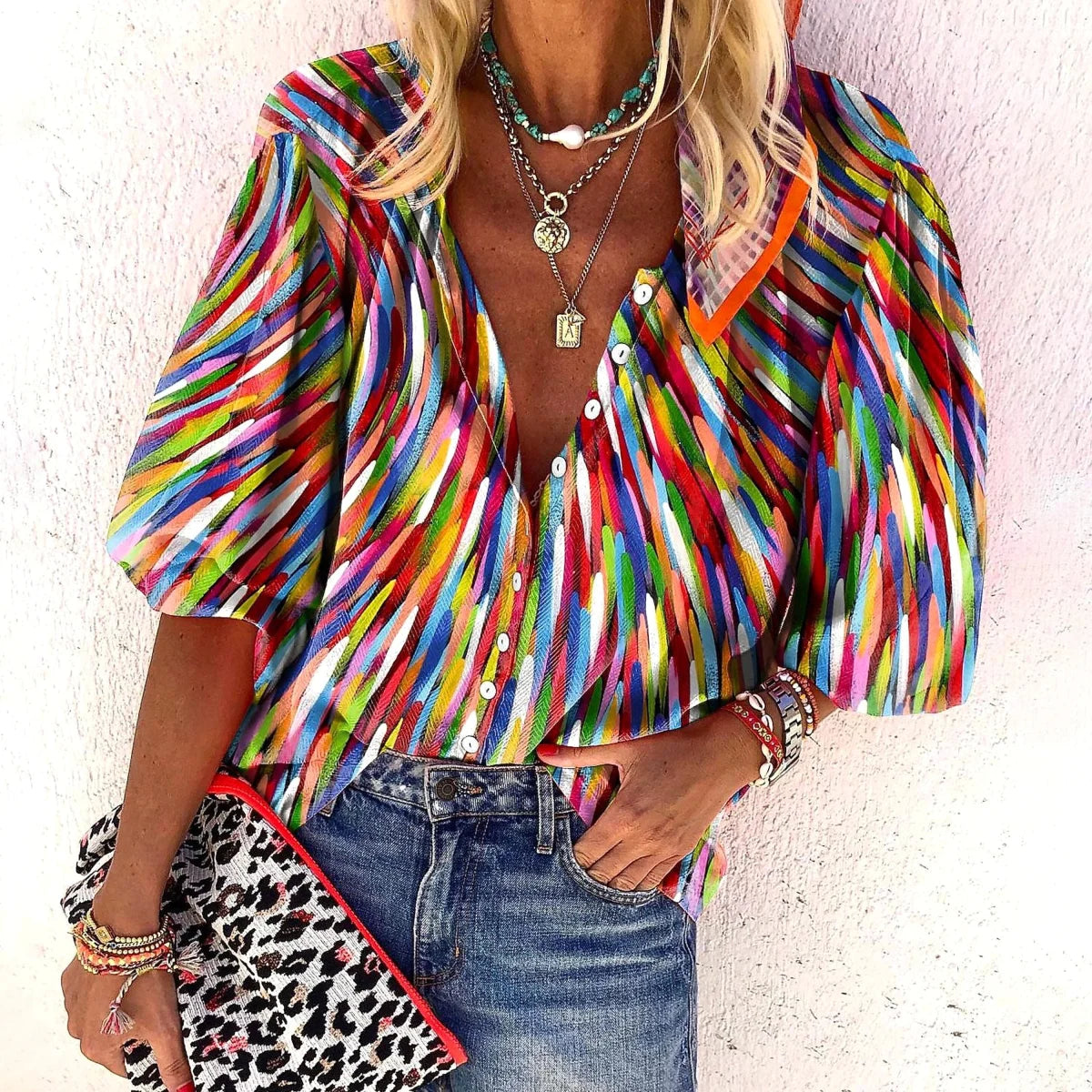 Damen Langarmshirt mit 3D-Blumenprint