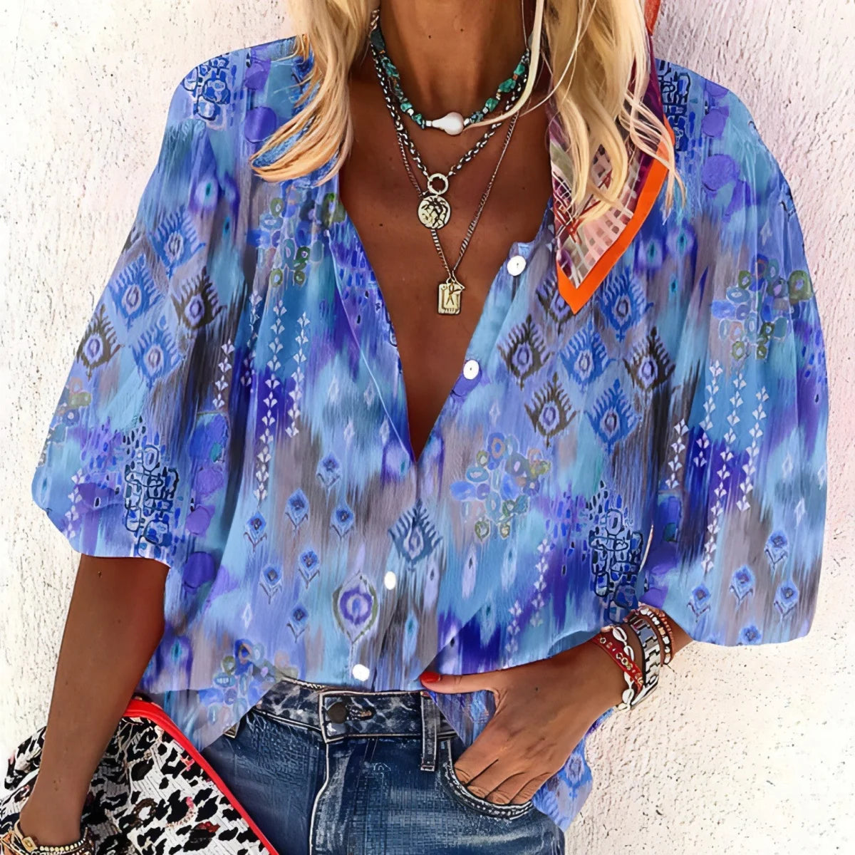 Damen Langarmshirt mit 3D-Blumenprint – Produktansicht 5