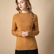 Damen Lochstrickpullover mit Stehkragen