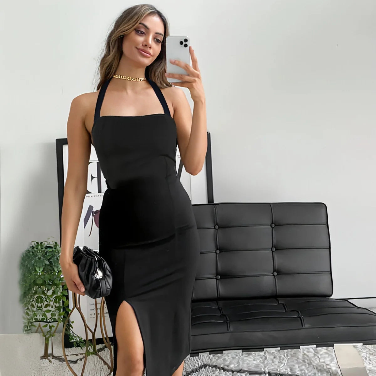 Damen Neckholder-Kleid rückenfrei