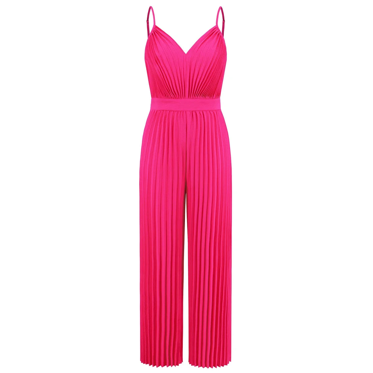 Damen Plissee-Jumpsuit mit V-Ausschnitt – Produktansicht 5