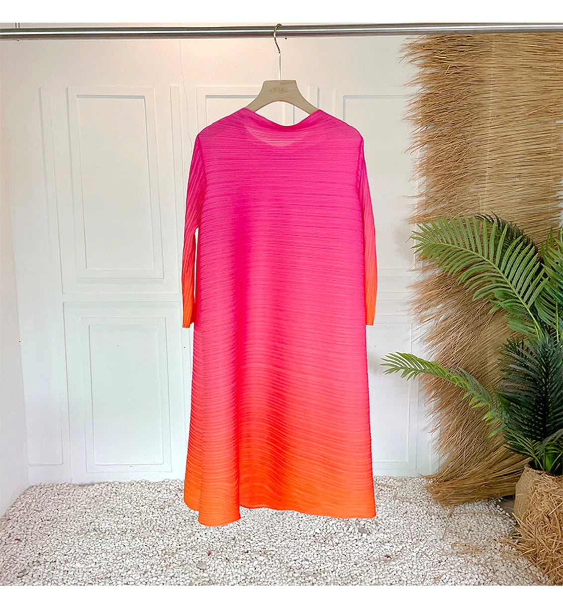 Damen Plissee-Kleid mit Gürtel