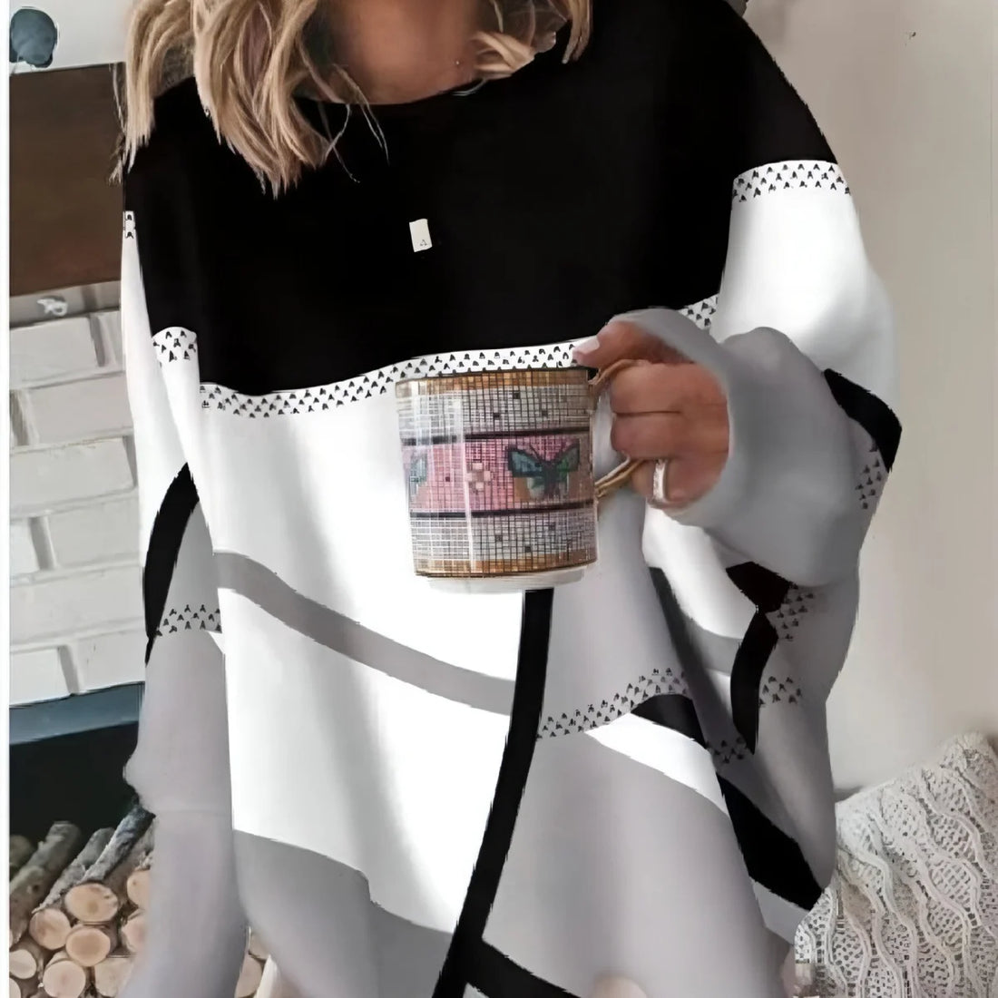 Damen Print-Longsleeve mit Rundhals – Detailansicht 4