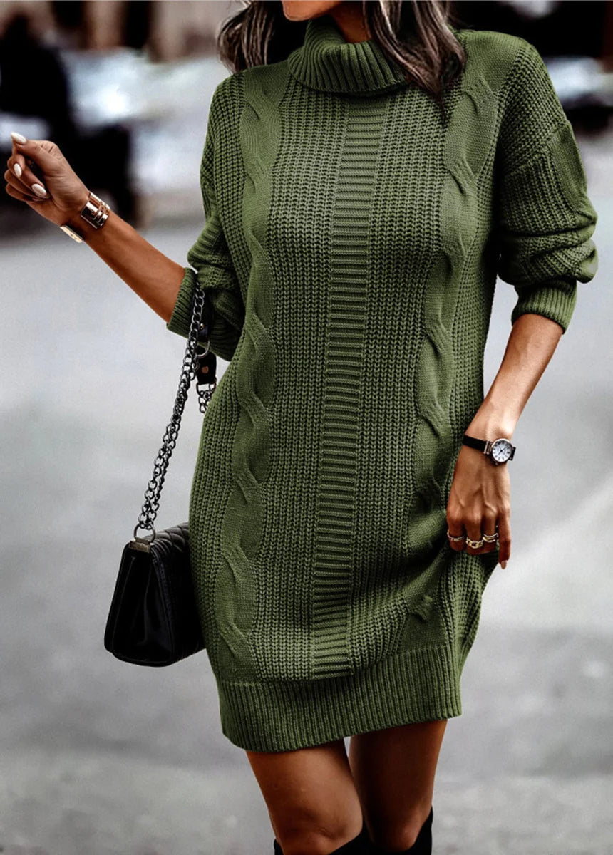 Damen Rollkragen-Strickkleid figurbetont – Detailansicht 3