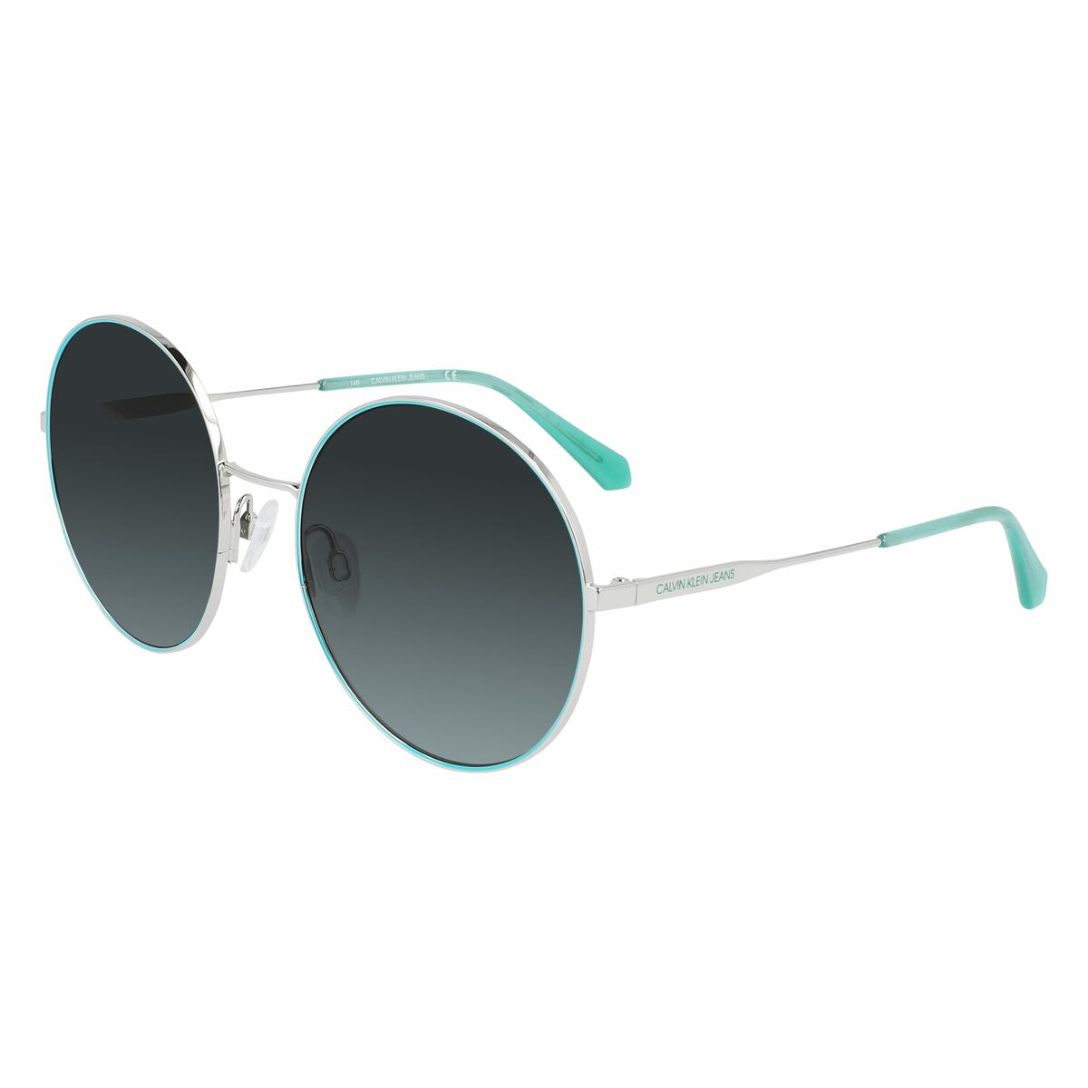 Damensonnenbrille CKJ21212S mit stilvollem Design, silberne Rahmen, teal Akzente