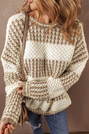 Damen Streifenpullover Braun, locker geschnitten